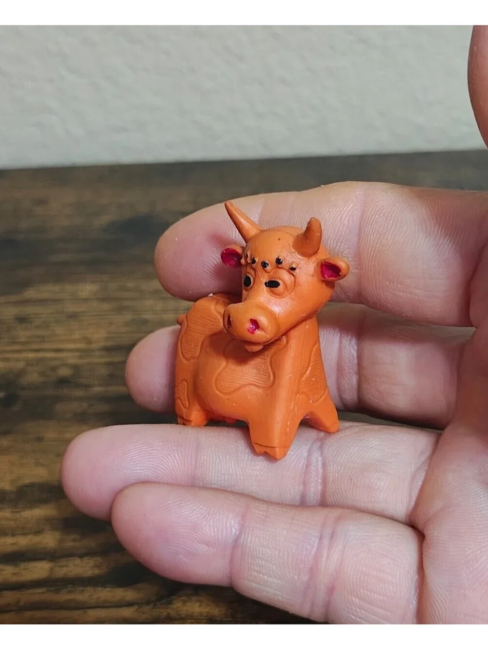 1960s Diener Industries Rubber Orange Cow Eraser Figurine